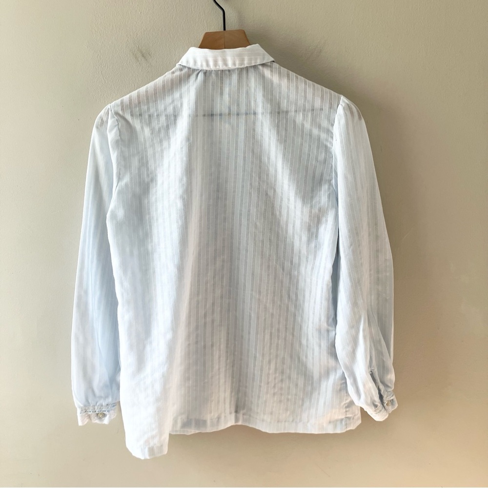 VINTAGE Sheer Lace Trim Button Up Blouse - Picture 2 of 5